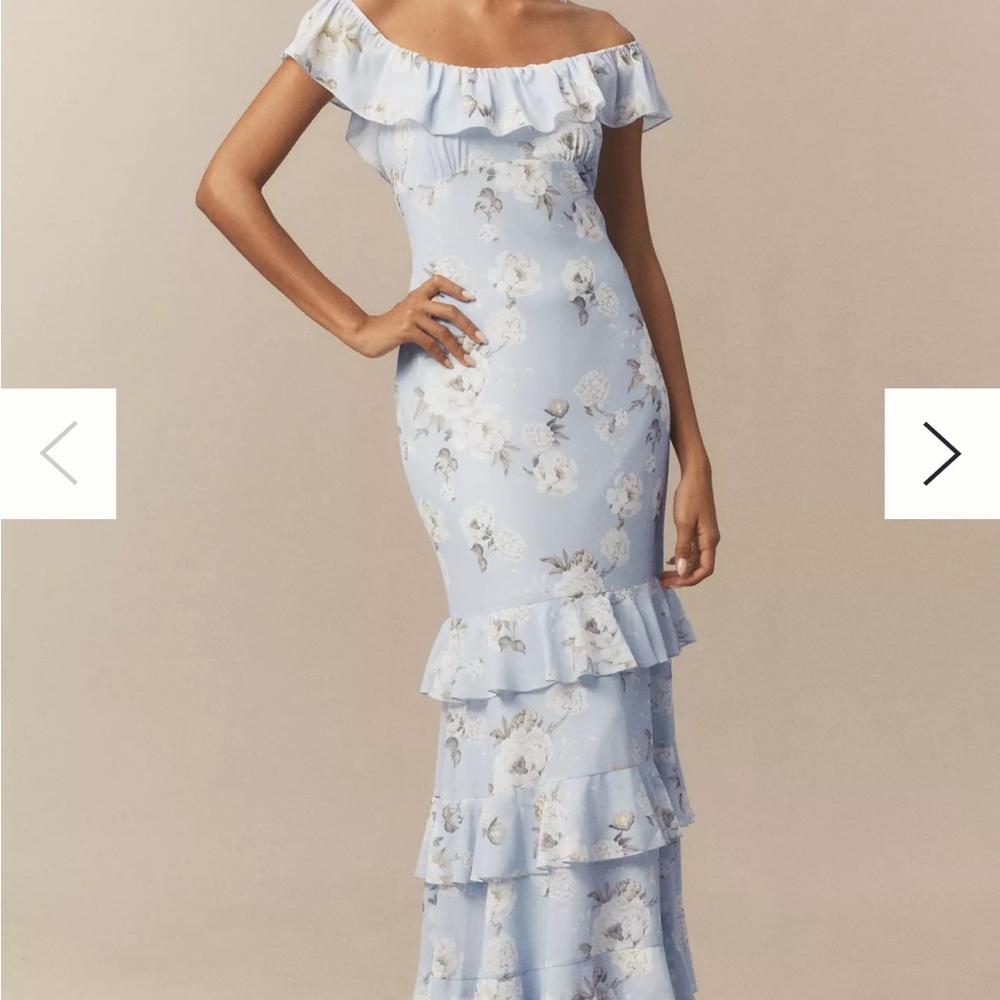 Anthropology BHLDN Elara Ruffle Chiffon Maxi Dress